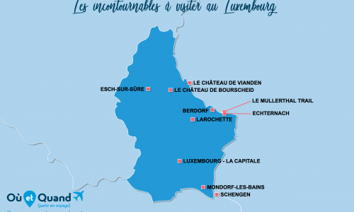 Carte Luxembourg : Lieux et sites naturels incontournables au Luxembourg