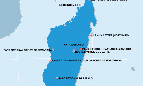 Carte Madagascar : Lieux et sites naturels incontournables à Madagascar
