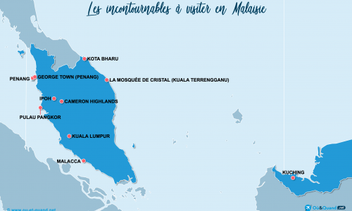Carte Malaisie : Lieux et sites naturels incontournables en Malaisie