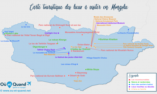 Carte touristique Mongolie