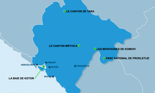 Carte Monténégro : Sites naturels au Monténégro