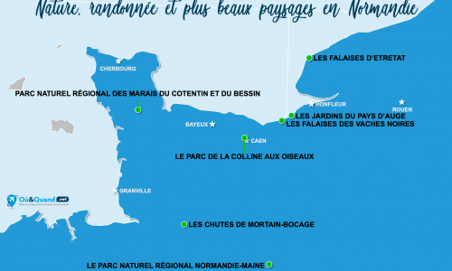 Carte Normandie : Sites naturels en Normandie