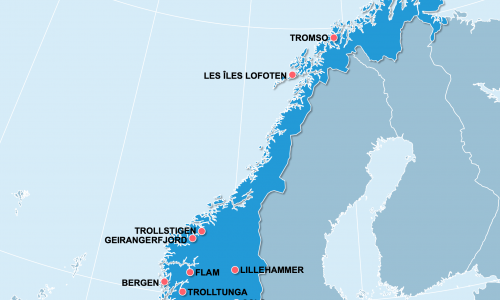 Carte Norvège : Lieux et sites naturels incontournables en Norvège