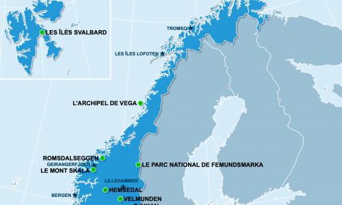 Carte Norvège : Sites naturels en Norvège