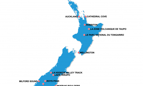Carte Nouvelle-Zélande : Les incontournables en Nouvelle-Zélande