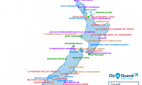 Carte touristique Nouvelle-Zélande