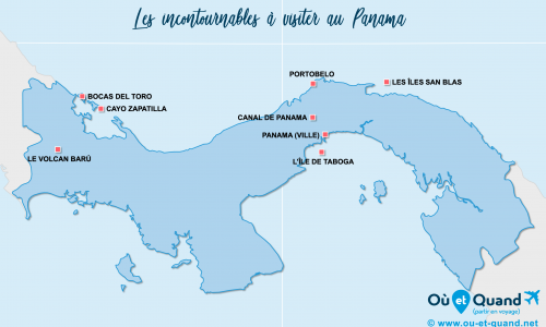 Carte Panama : Lieux et sites naturels incontournables au Panama