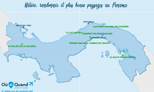 Carte Panama : Sites naturels au Panama