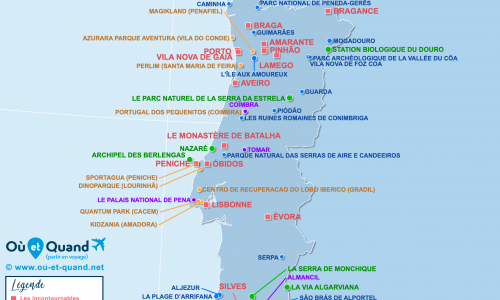 Carte touristique Portugal