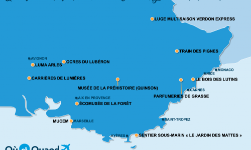 Carte Côte d’Azur-Provence : En famille sur la Côte d’Azur et Provence