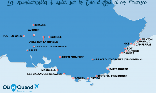 Carte Côte d’Azur-Provence : Les incontournables sur la Côte d’Azur et Provence