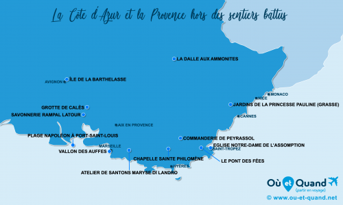Carte Côte d’Azur-Provence : hors des sentiers battus sur la Côte d’Azur et Provence