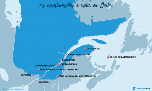 Carte Québec : Lieux et sites naturels incontournables au Québec