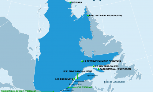 Carte Québec : Sites naturels au Québec
