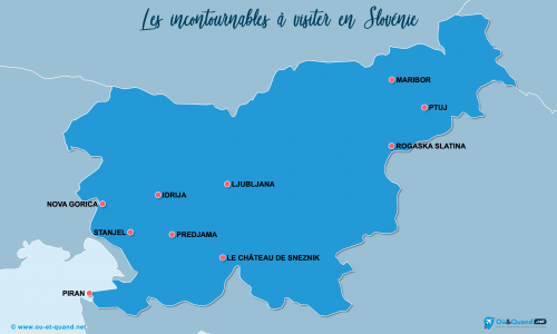 Carte Slovénie : Lieux et sites naturels incontournables en Slovénie