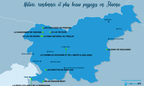 Carte Slovénie : Sites naturels en Slovénie
