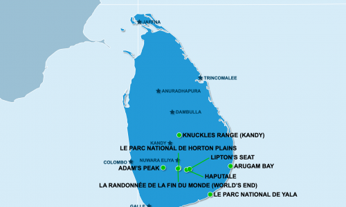 Carte Sri Lanka : Sites naturels au Sri Lanka