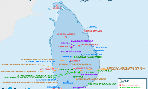 Carte touristique Sri Lanka