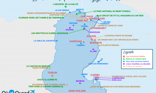 Carte touristique Tunisie