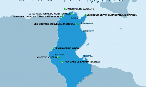 Carte Tunisie : Sites naturels en Tunisie