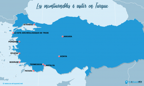 Carte Turquie : Lieux et sites naturels incontournables en Turquie