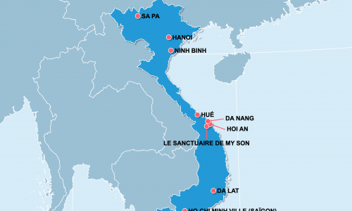Carte Vietnam : Lieux et sites naturels incontournables au Vietnam
