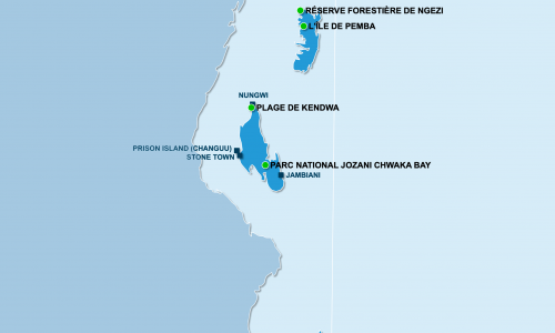 Carte Zanzibar : Sites naturels à Zanzibar