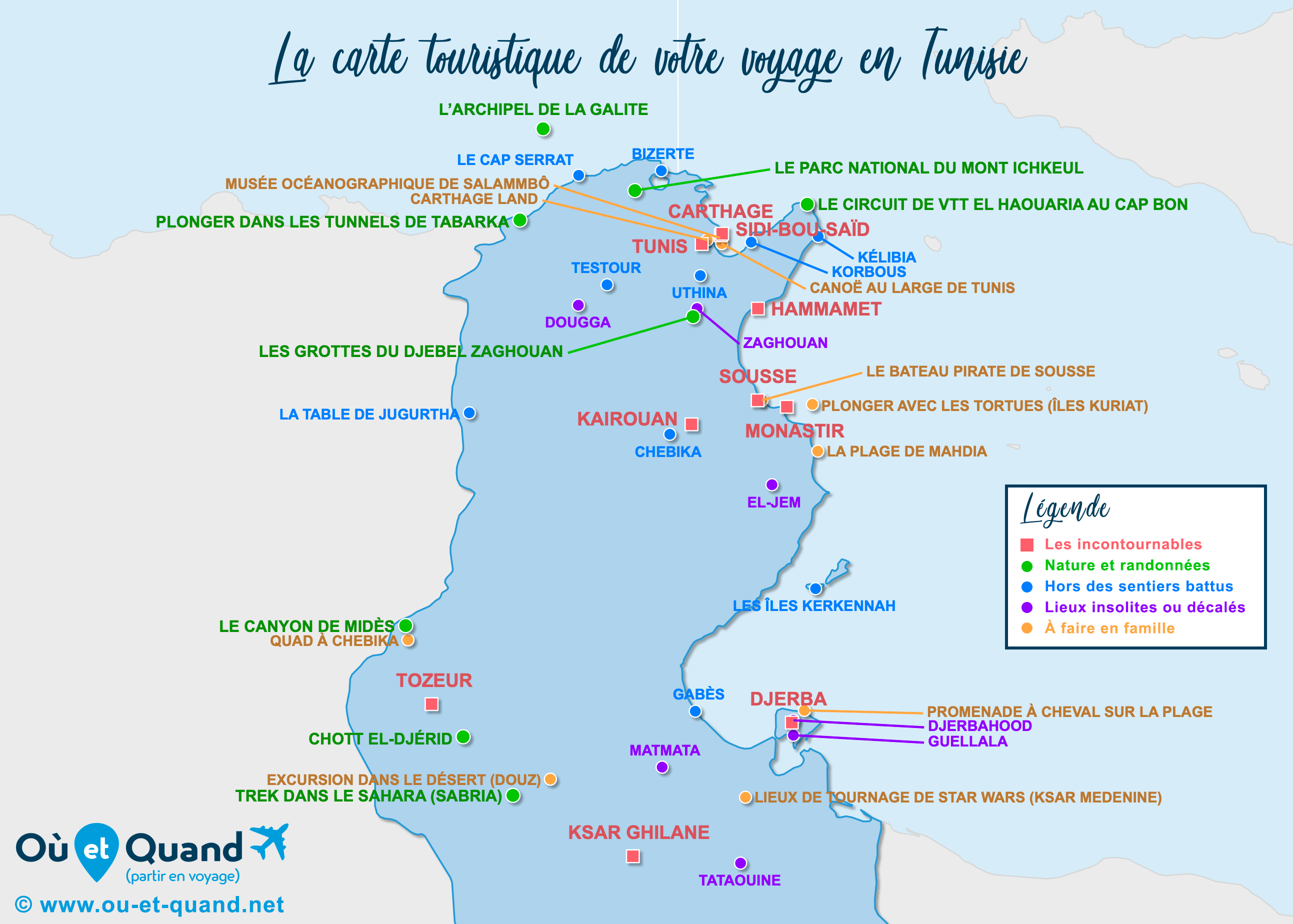 Carte Tunisie : tous les lieux à visiter lors de votre voyage