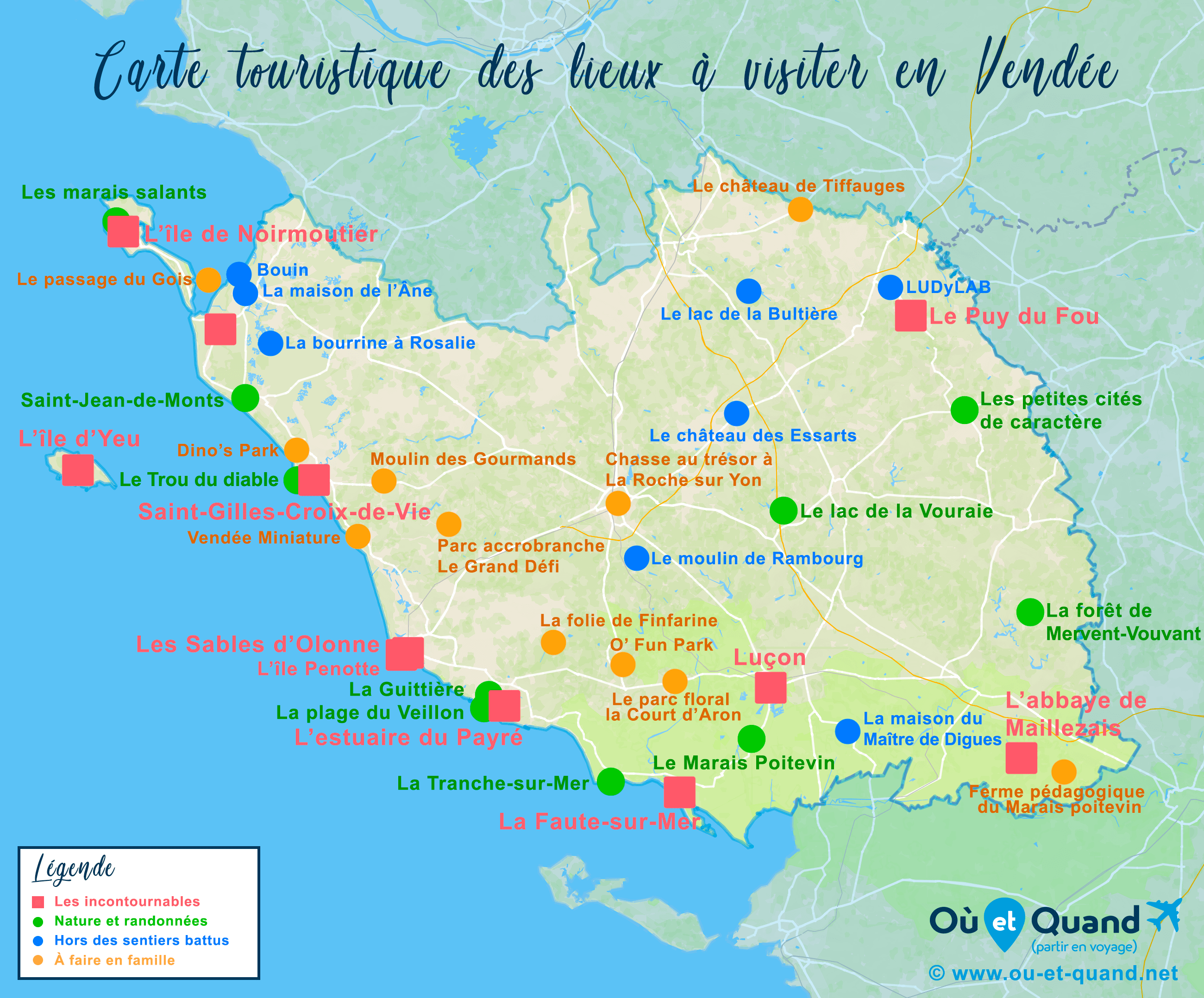 Carte Vendée : tous les lieux à visiter lors de votre voyage