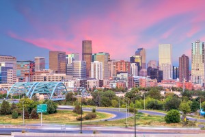 Denver (Colorado) : Panorama de Denver au crépuscule