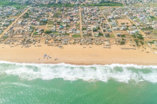 Bénin : Vue aérienne du littoral de Cotonou