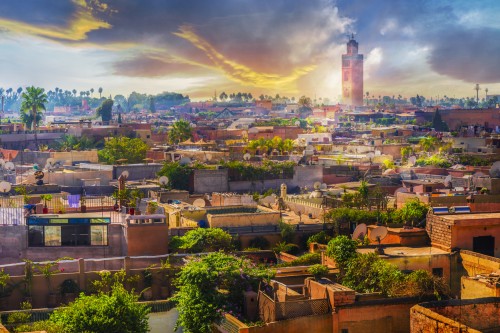 Vue panoramique sur la vieille medina de Marrakech