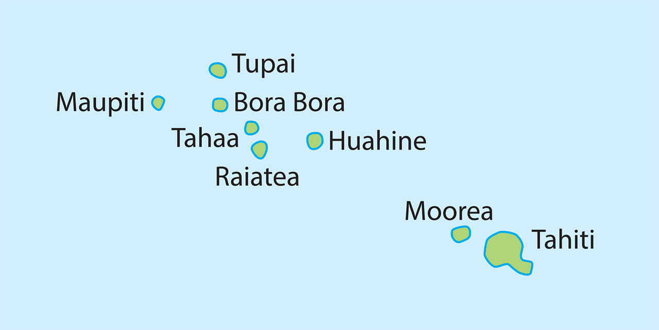 Carte des îles de Tahiti et des îles de la société